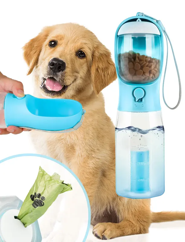 产品测评｜3合1宠物外出水壶（20oz 防漏·集储水/零食/便袋）